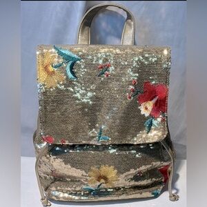 Karma Red and Yellow Backpack with Artistic Accents